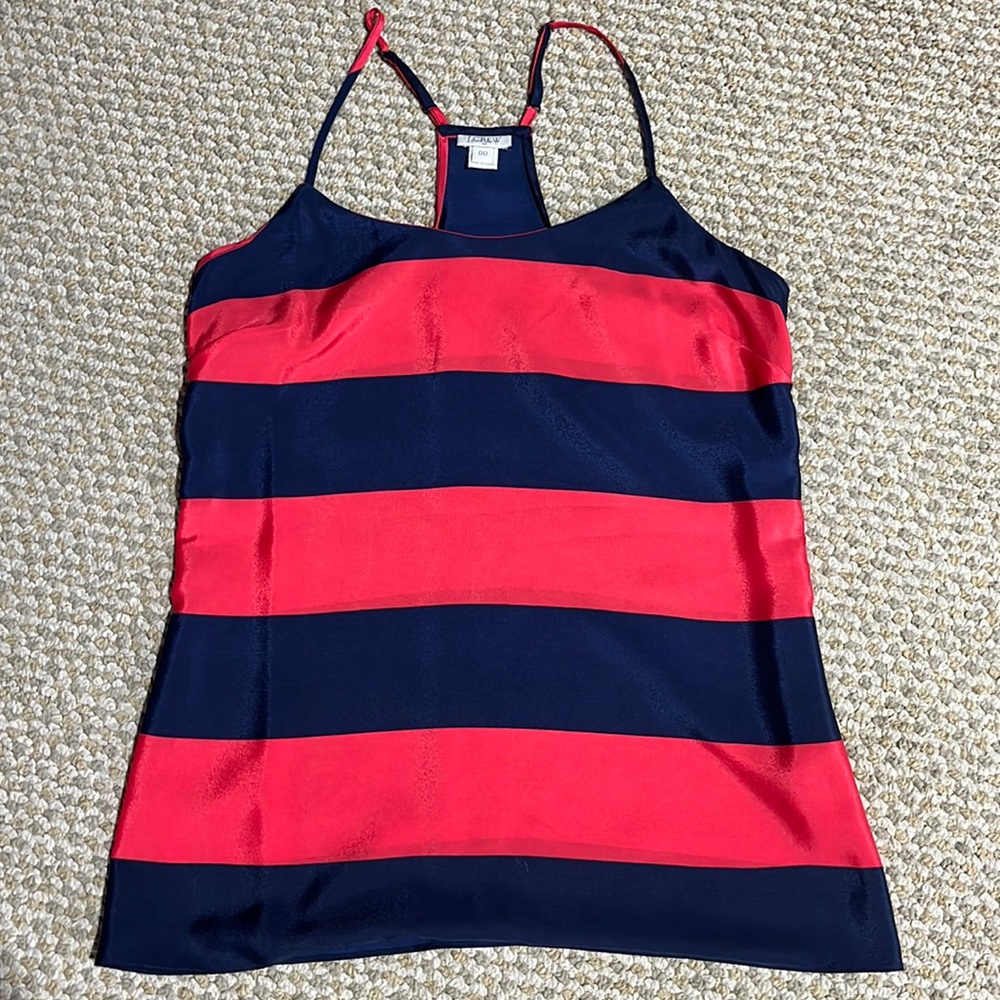 J Crew navy and red stripe polyester spaghetti strap tank top - size 00